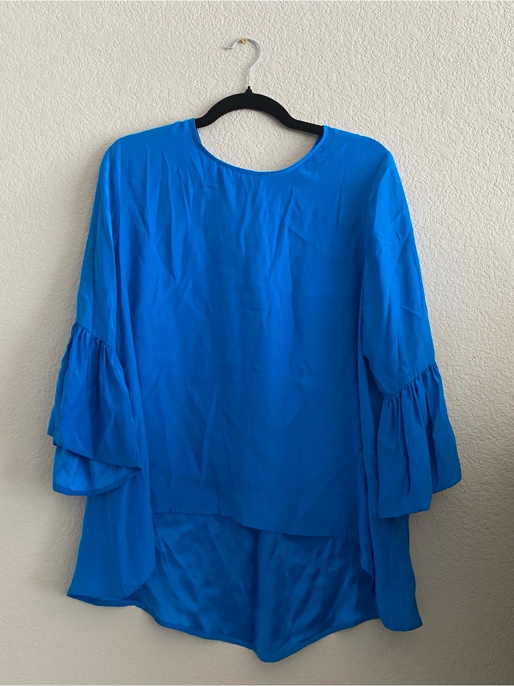 LaRoque 100% silk Royal Blue Ivy Ruffle Sleeve Blouse